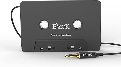 Elook Kit de adaptador auxiliar de casete para coche, incluye un smartphone a adaptador de conector de auriculares de 0.138 in, color negro