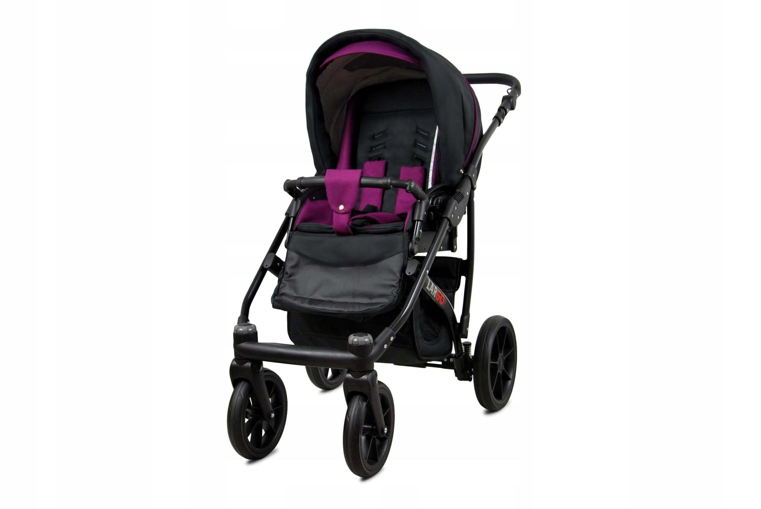 BabyLux® Zestaw wózków dziecięcych 3 w 1 – Largo – w zestawie wanienka dla niemowląt, fotelik sportowy, fotelik samochodowy – zestaw wózków dziecięcych z torbą do przewijania, osłoną przeciwdeszczową