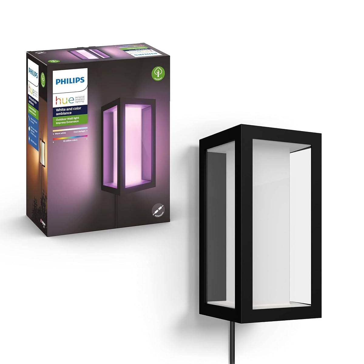 Philips Hue Impress Outdoor Smart Wall Light - 16W, Weatherproof, White & Color