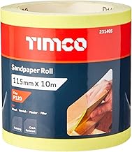 TIMCO 231405 - Rollo de papel de lija (grano 120, 115 mm x 10 m), color amarillo