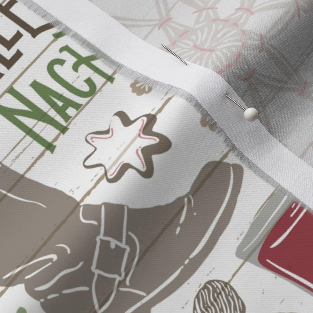 Spoonflower Fabric - German Christmas Gluehwein Bells Gingerbread Ice Skates Deer Tree Printed on Organic Cotton Sateen Fabric by The Yard - Sewing Quilting Apparel Home Decor