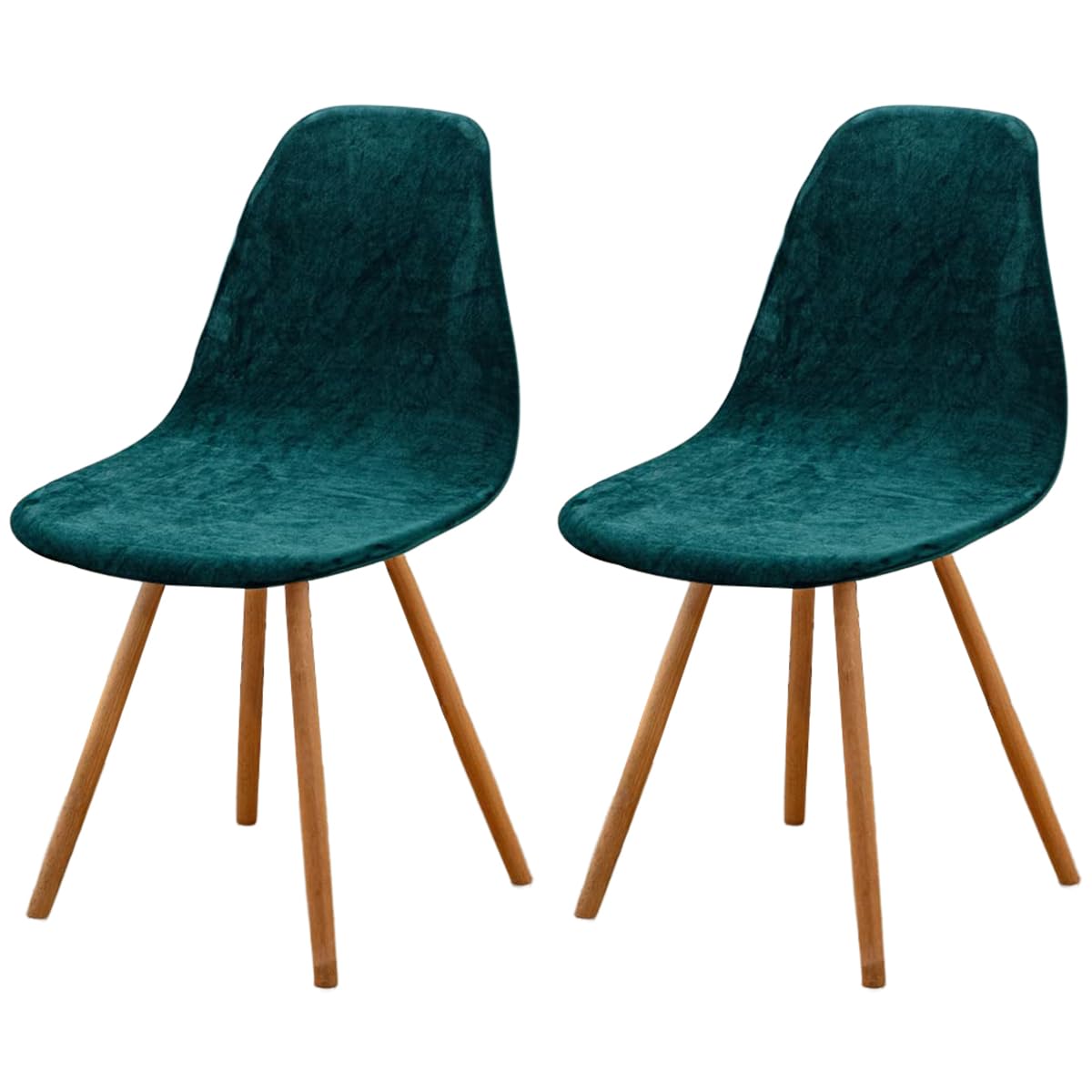 Highdi Luxury Velvet Scandinavian Dining Chair Covers, Nordic Style Universal Armless Chair Slipcovers Shell Chairs Covers Removable Washable for Kitchen, Bedroom, Living Room (Emerald green,2 PCS)