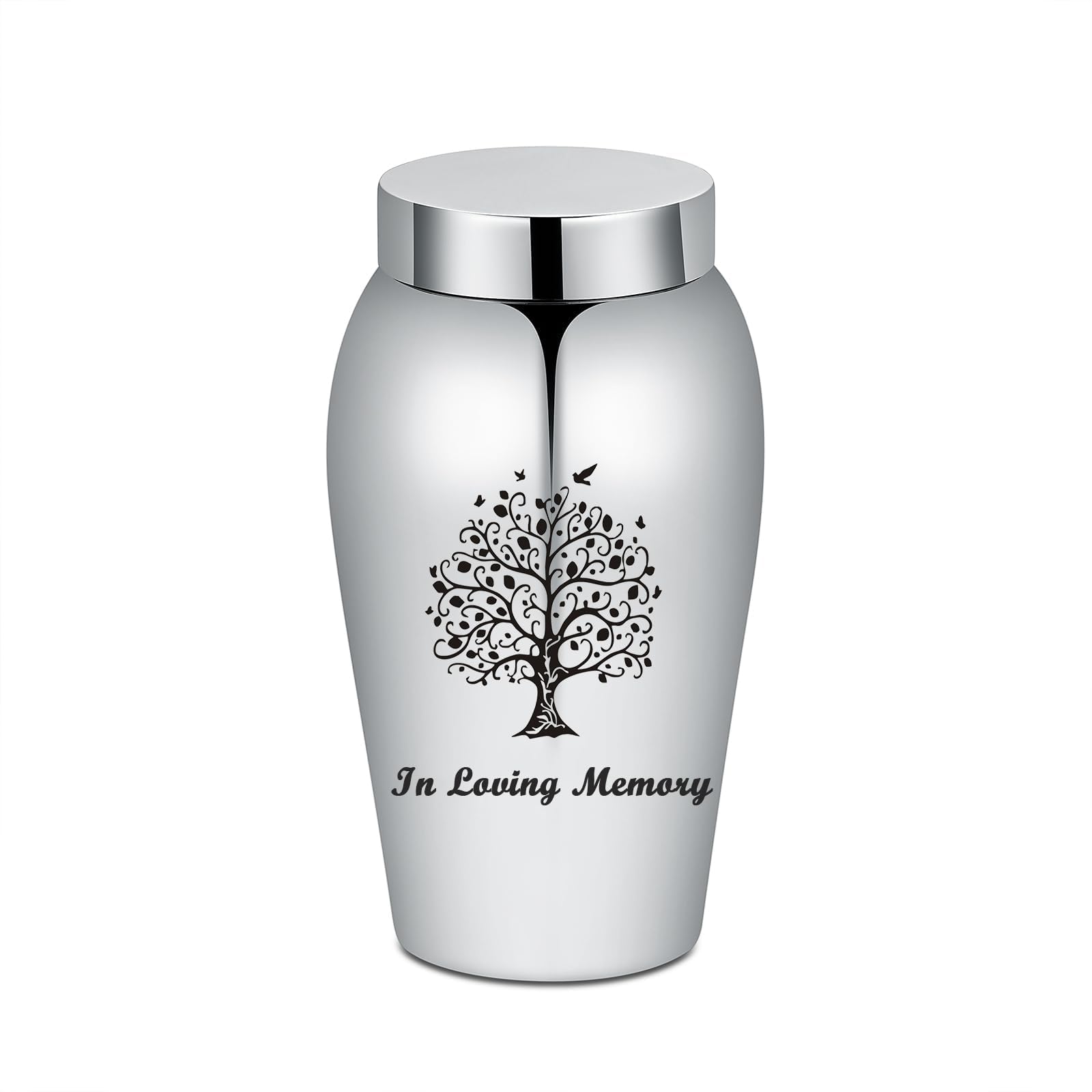 BAOWIQI Small Urns for Human Ashes Tree of Life & Angel Wings Stainless Steel Cremation Urns Funeral Memorial Keepsake for Adults for Human&Pet