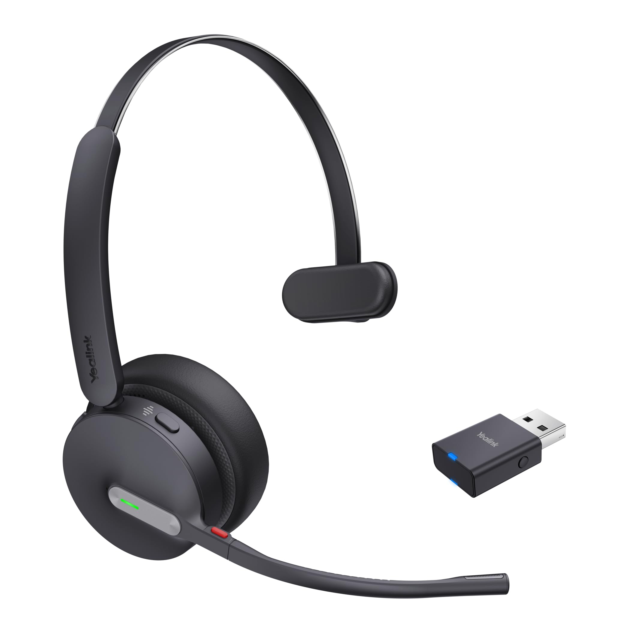 Yealink WH64 Hybrid Mono UC Headset inkl. Dongle - Hybrid-Technologie, Universelle Kompatibilität, EIN-Ohr-Design, Rauschunterdrückung, USB