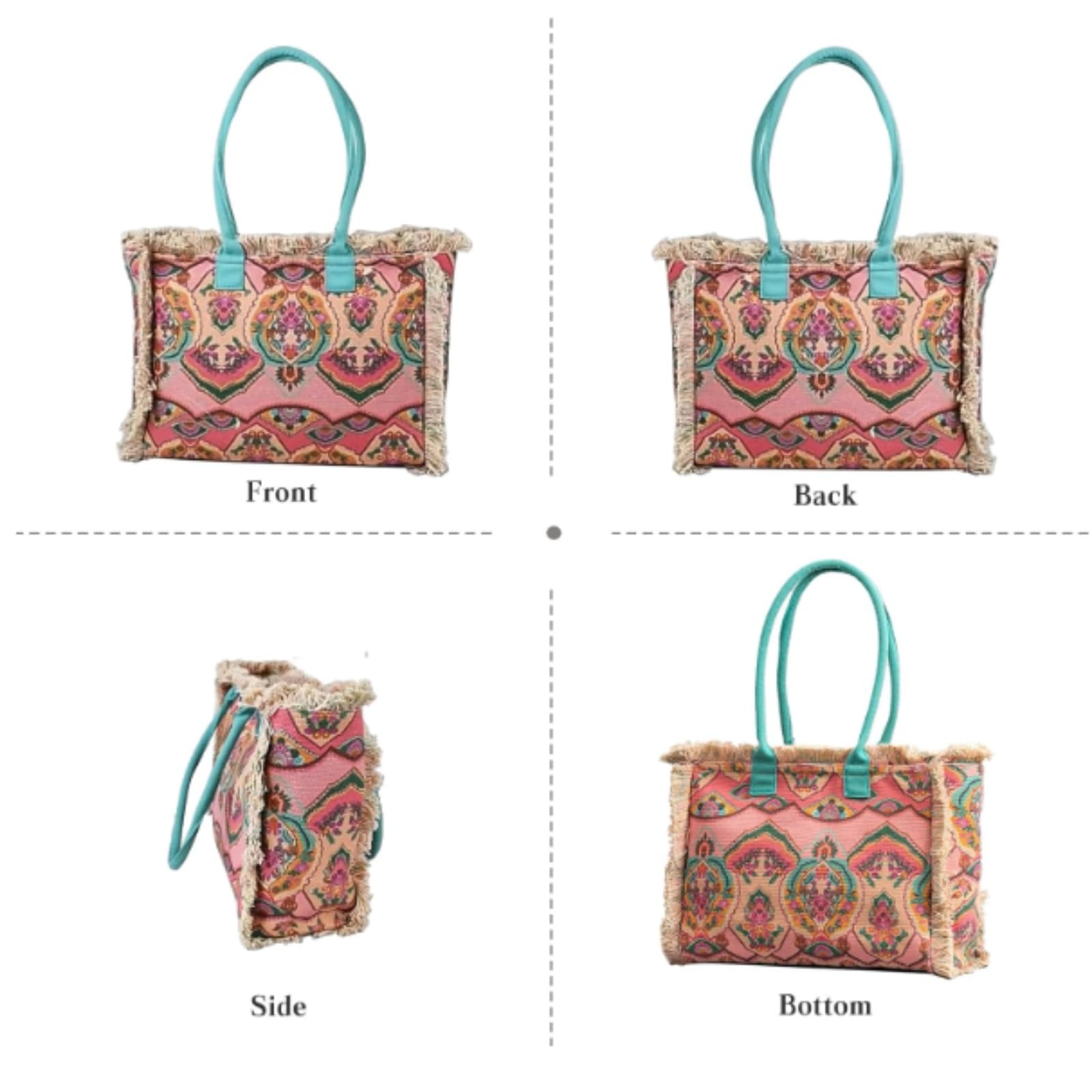 Strandtasche Damen Frauen Mit Großer Kapazität Einkaufstasche Retro -umhängetasche Reißverschluss Handtasche Casual Travel Canvas Strandtasche-by8335-39 * 15 * 32 cm