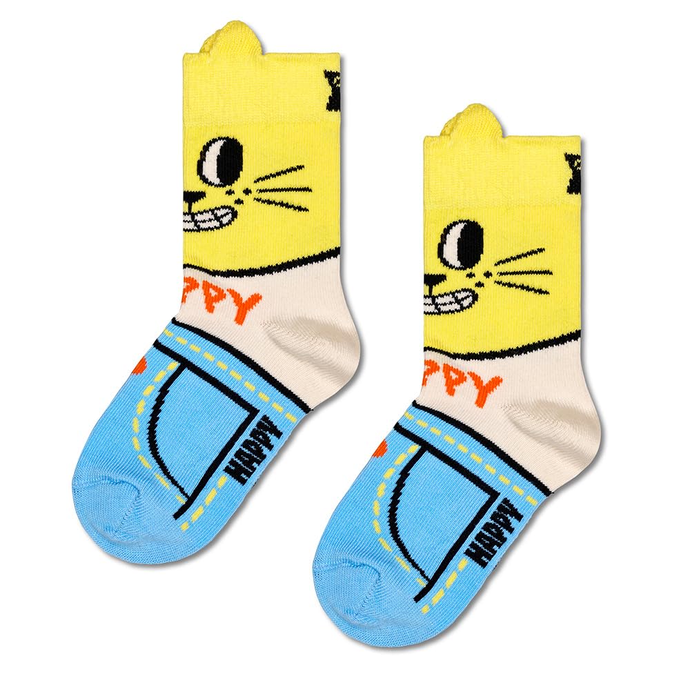 Happy Socks Djuret Socks – Chaussettes en coton dans des coffrets cadeaux colorés et amusants – avec imprimé chien et chat