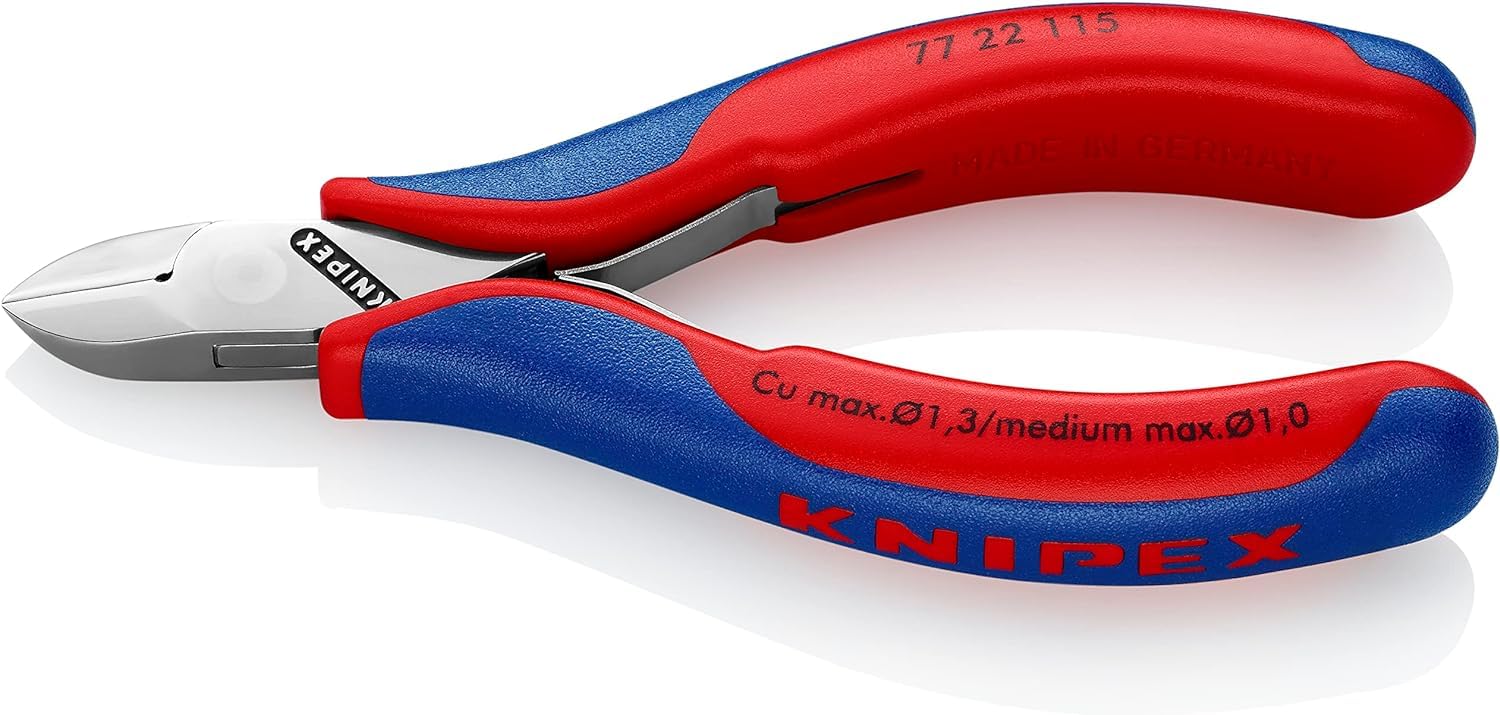 Knipex Pince coupante de côté pour l'électronique avec charnière entrepassée avec poignées multimatières 115 mm, 77 22 115