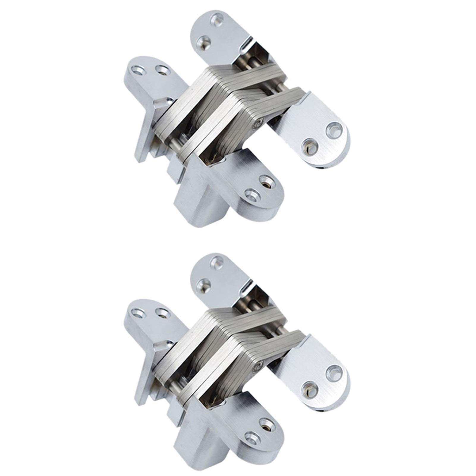 Shundeed Silver 2Pcs Invisible Folding Door Hinge 13 * 60Mm Stainless Steel Hidden Hinges Built-In Concealed Cross Heavy-Loading Folding Door Hinge Home Improvement Hardware