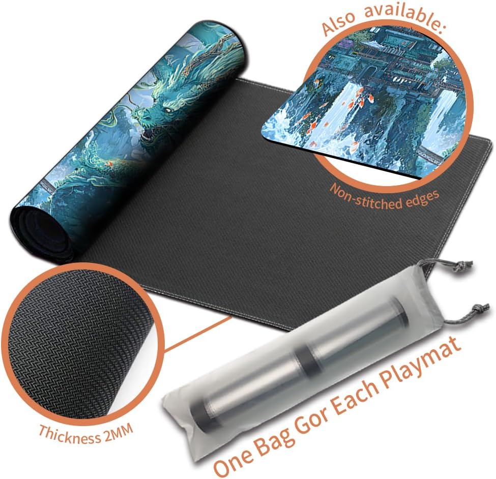 Custom Playmat 60" x 35" Non-Slip with Matte Bag MTG Playmat Compatible for TCG YGO DTCG PTCG OPCG, Printable Play Area and Optional Stitched Edge