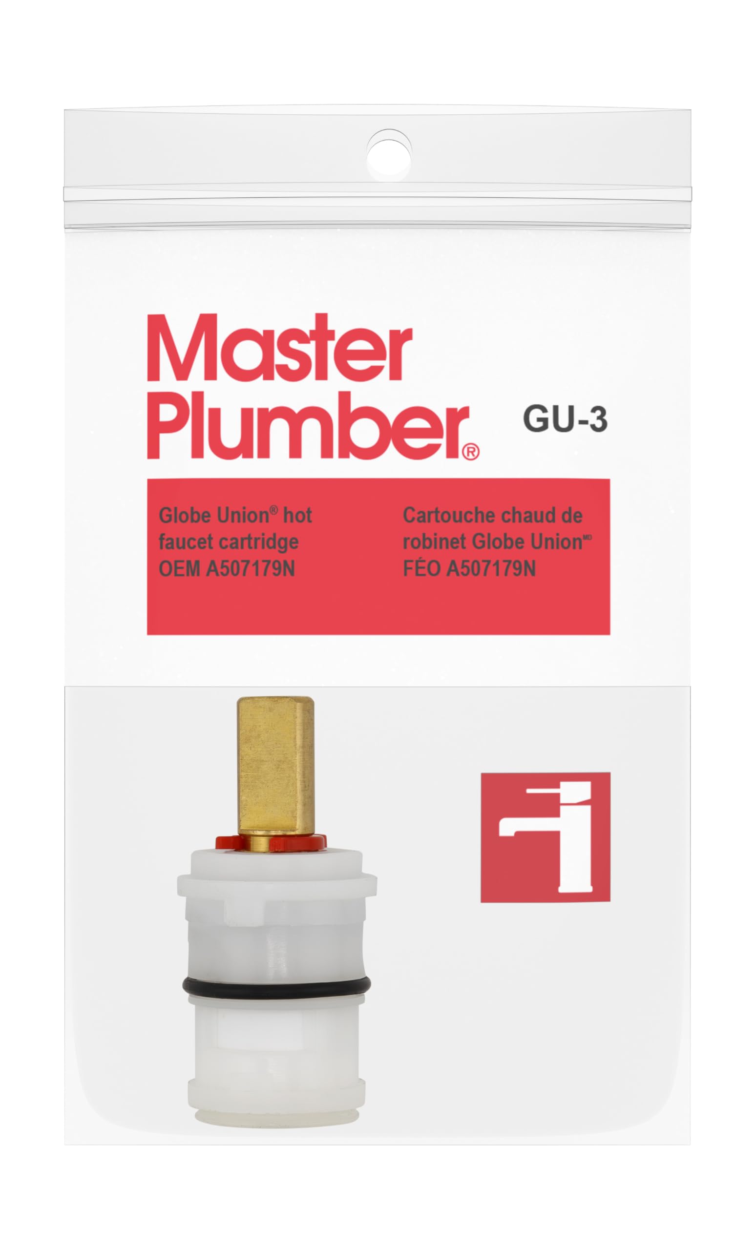 Master Plumber GU-3, Faucet Cartridge, Hot, Globe Union OEM