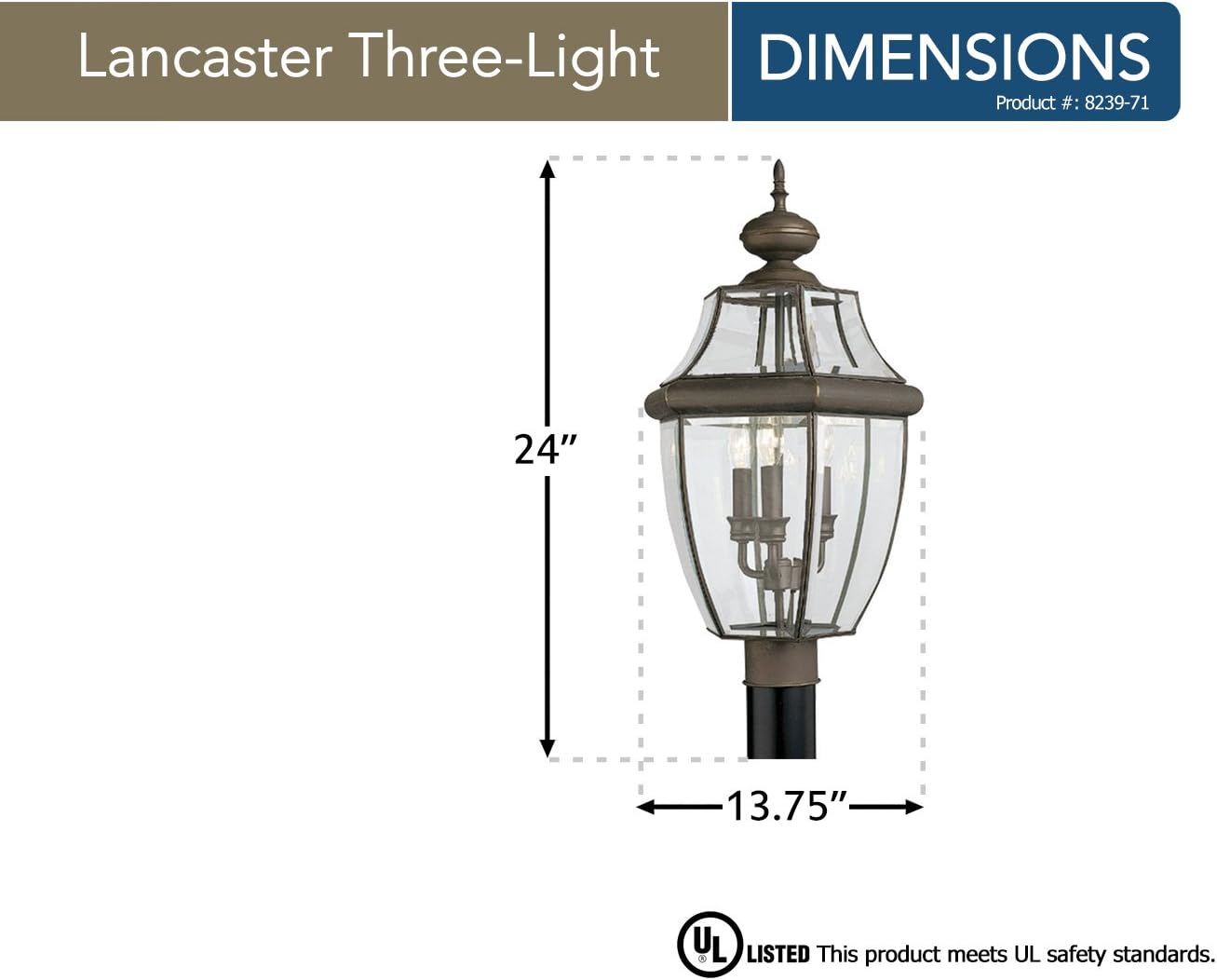 🔥 Hоt Dеаlѕ Sea Gull Lighting 8239-71 Lancaster Outdoor Post Lantern Outside Fixture, Three - Light, Antique Bronze