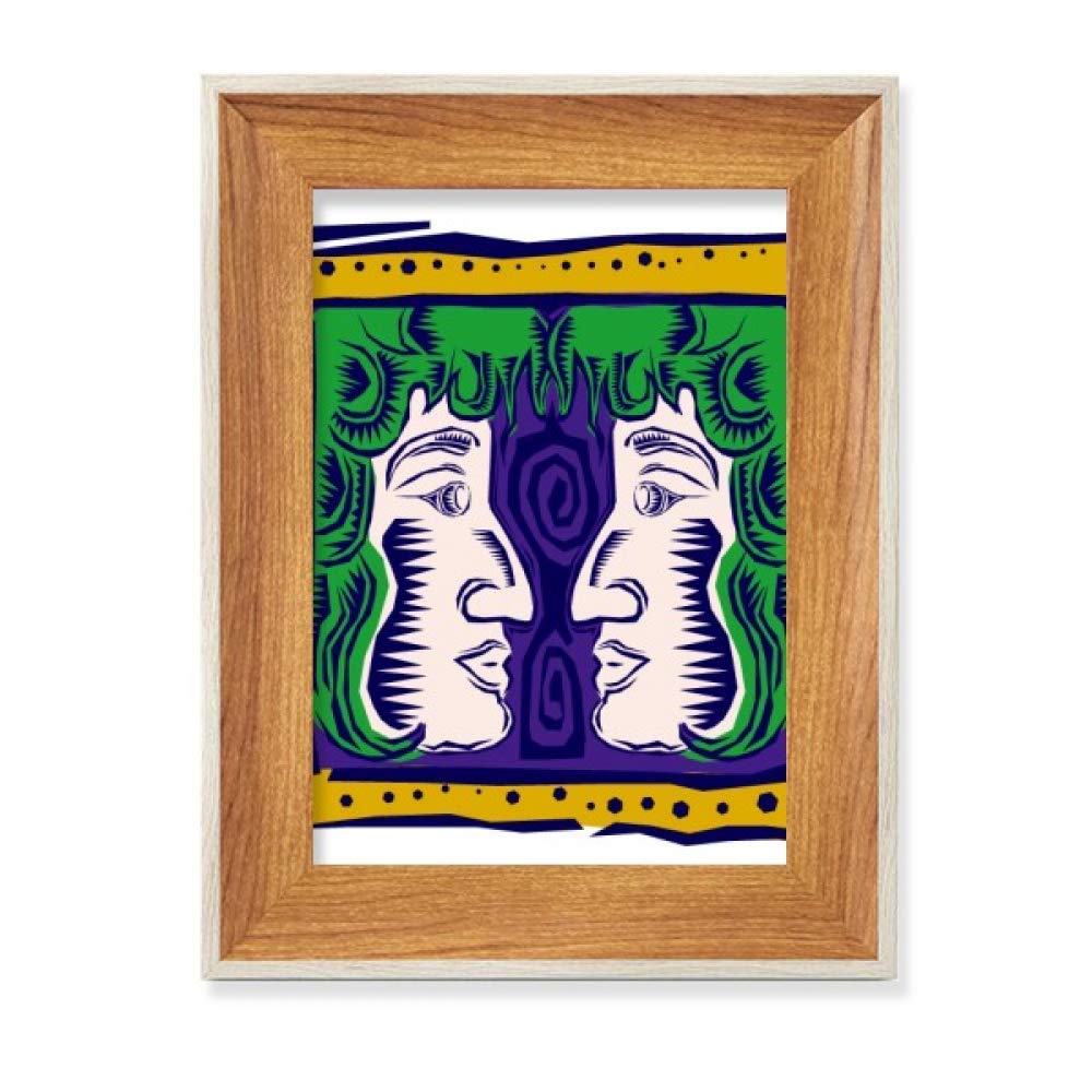 Cadre photo en bois mexicain, cadeau d'anniversaire signe Gémeaux