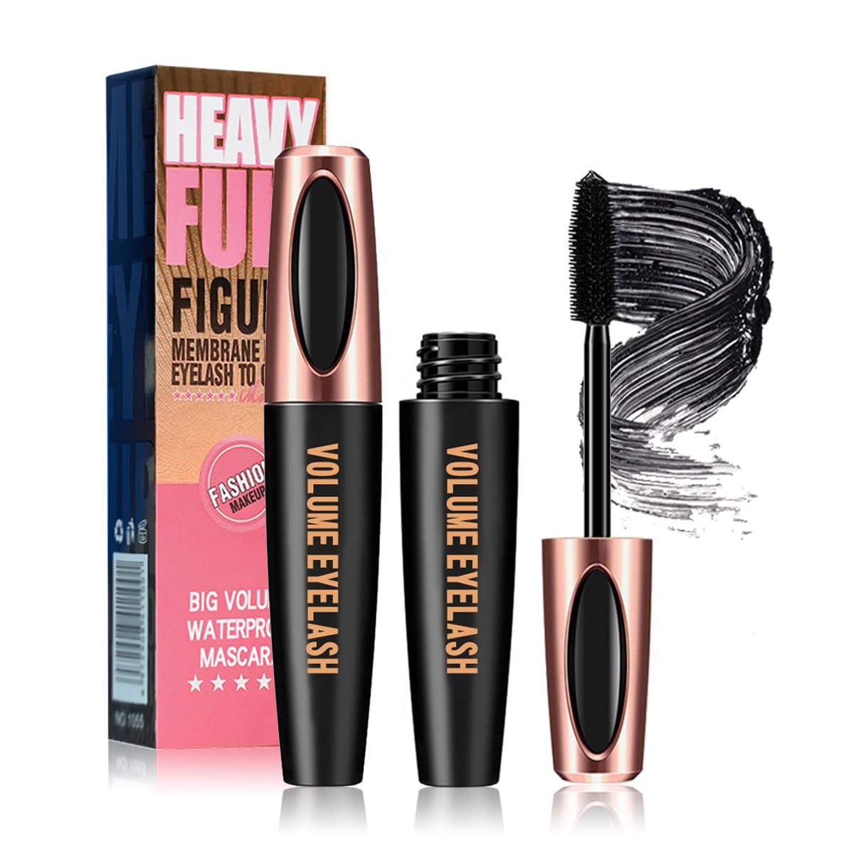 4D Silk Fiber Lash Mascara, Voluminous Fiber Mascara Waterproof & Smudge-Proof Long-Lasting 24 Hours No Flaking Longer Thicker Eyelashes, No Clumping, Extension Stays On All Day (1Pack) 1Pack 1 Fl Oz (Pack of 1)