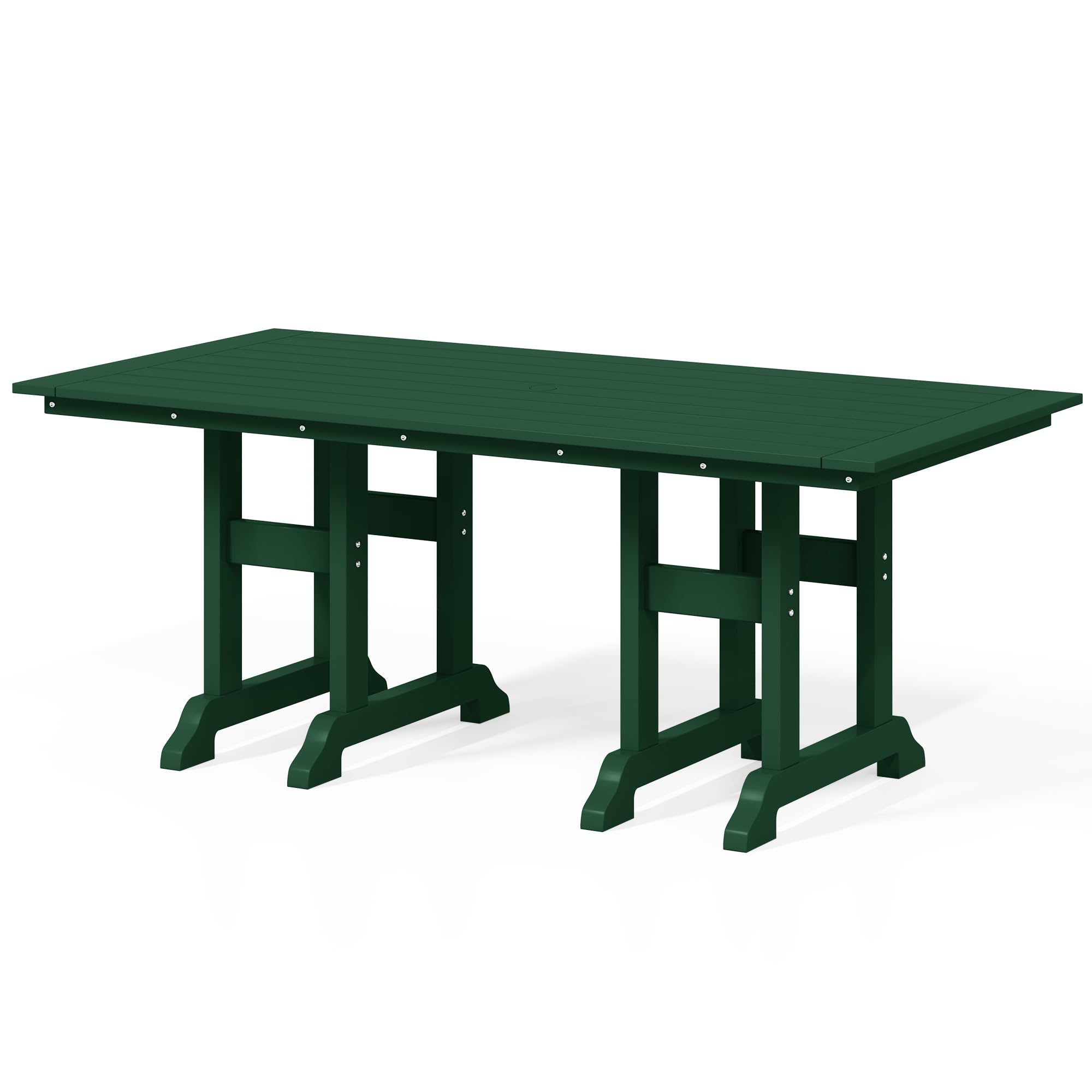 Costaelm Rectangle Outdoor Dining Tables, 71'' Patio Table with Umbrella Hole for 6 Person, Balcony Outdoor Buffet Table, Porch Tables for Outside