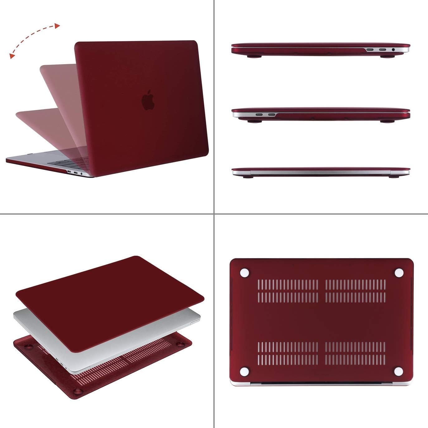 MOSISO Plastic Hard Case with Screen Protector Compatible Newest MacBook Pro 13 Inch with/Without Touch Bar, Pure Red