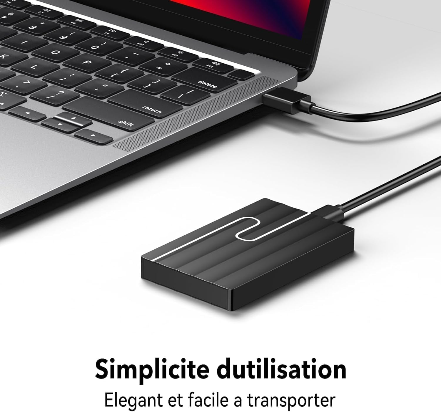 Gorilla Carts 2To Disque Dur Externe, Ultra-Mince 2, 5", Stockage pour PC, Mac PC, TV, Ordinateur Portable, Bureau, Windows (Noir) T1