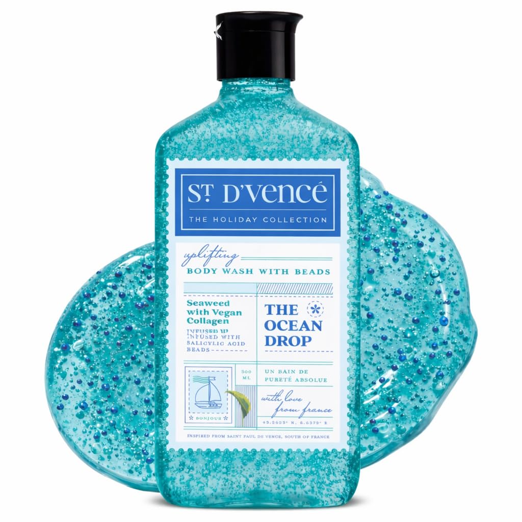 ST. D'VENCE Refreshing Ocean Drop Salicylic Acid Body Wash Shower Gel For Women & Men with Seaweed Extract & Vegan Collagen | Paraben & Sls Free | Body Wash For Summer - 300 ml-image-5