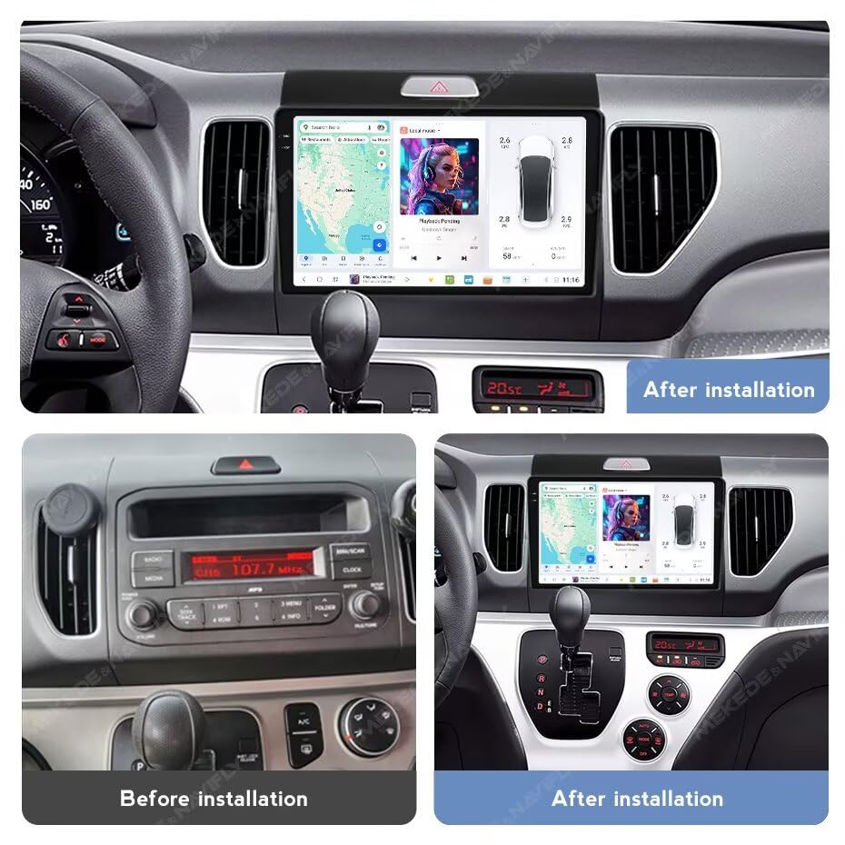MekedeTech DUDUAUTO DUDU6 Android Screen for KIA Ray 2011-2017 Android Car Radio 9.5 inch Wireless Carplay Head Unit,8G RAM 256GROM