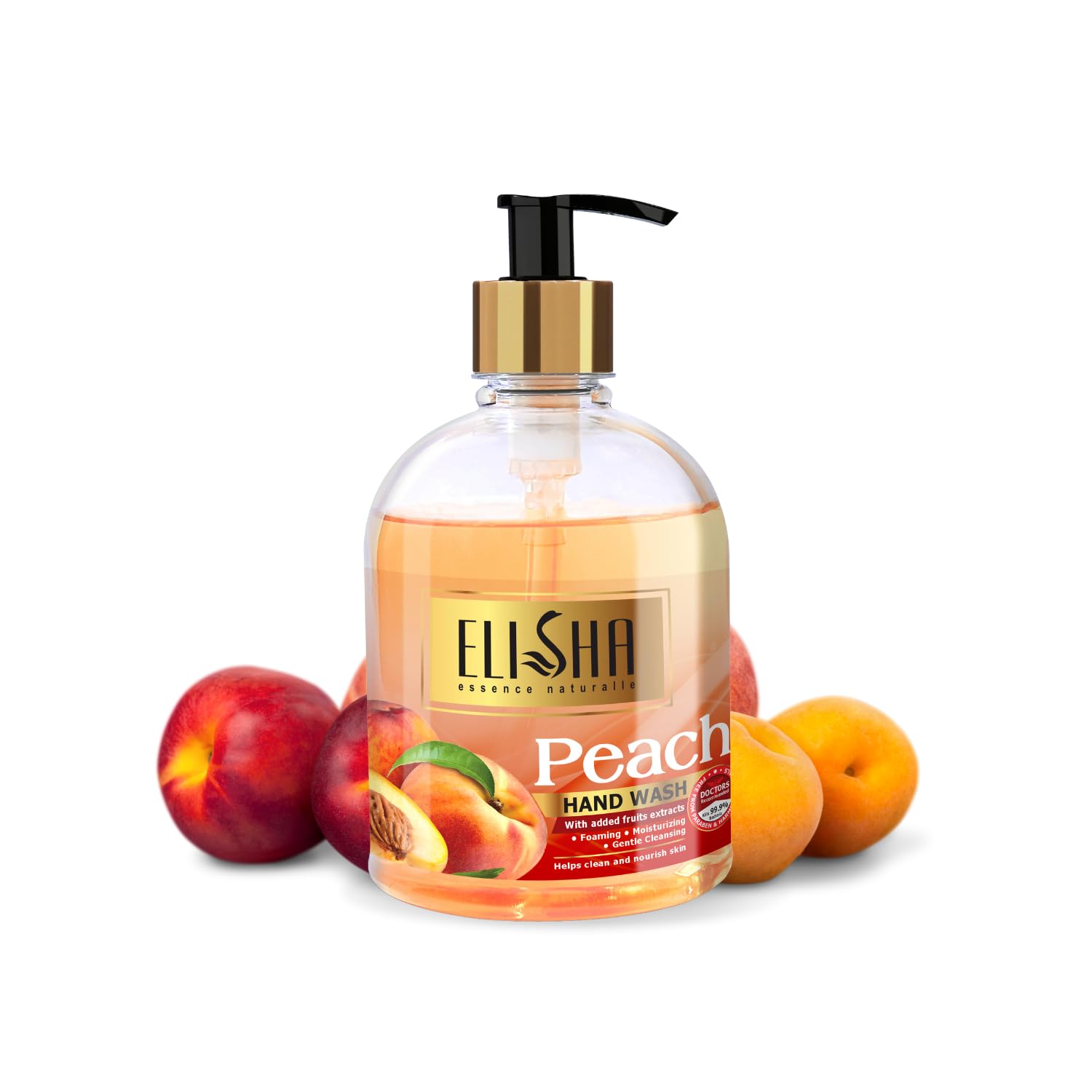 Elisha Scented Peach Hand Wash Dispenser Bottle Pump Family Pack (500ml) | 10x Better Germ Protection | Soft & Moisturized Hands | Natural Original Liquid Handwash
