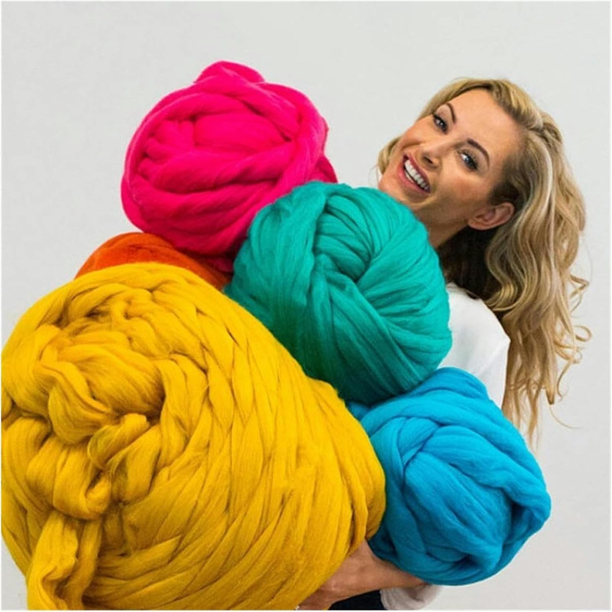Ovillo de 1000 g/bola de hilo suave para tejer a mano, mantas de punto, hilos gruesos y gruesos, hilo para tejer a mano, crochet, costura, hilo grueso, verde claro