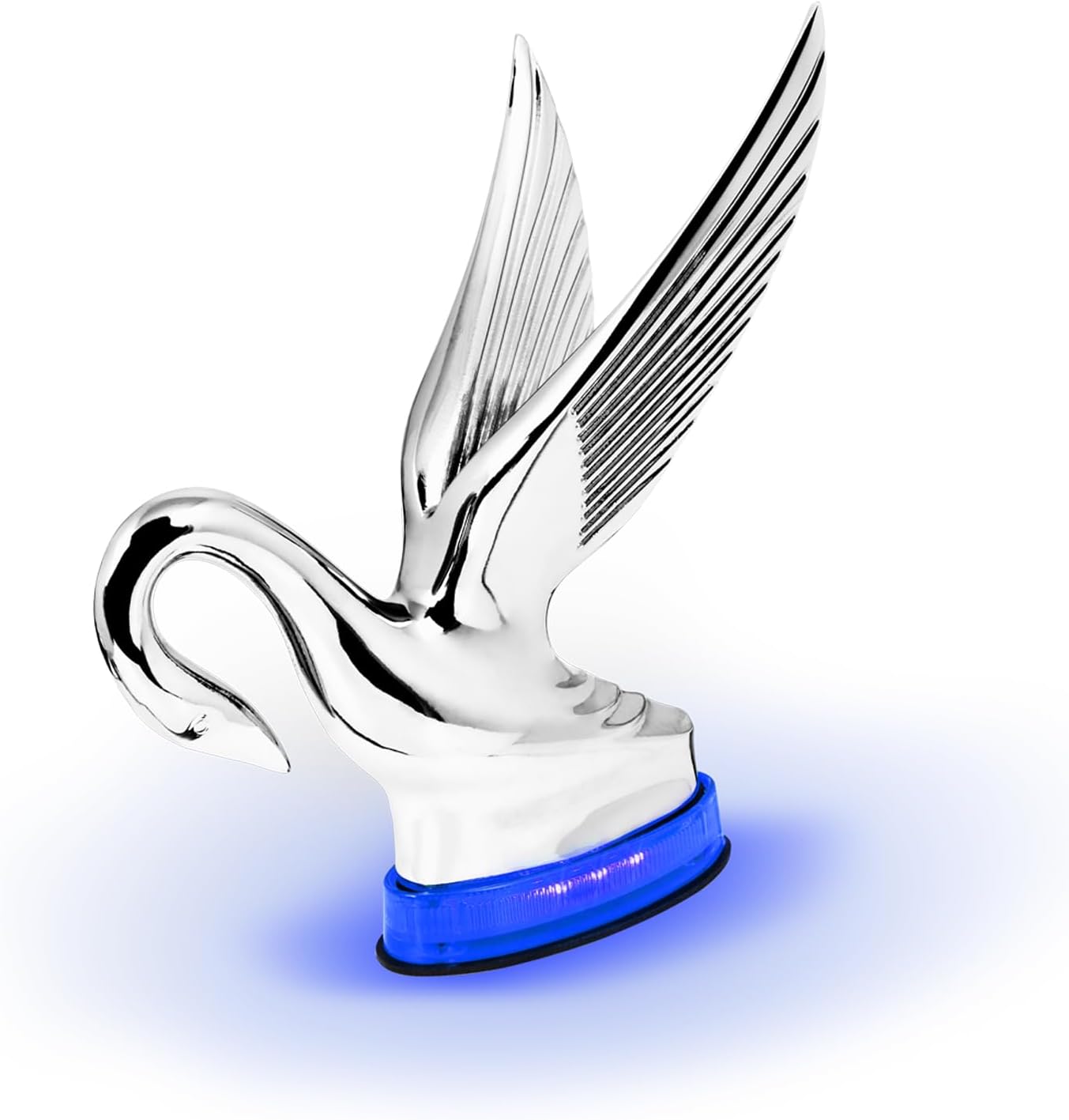 GG Grand General 47991 Chrome Classic Swan Hood Ornament with Amber/Clear 6 LED Glow Base