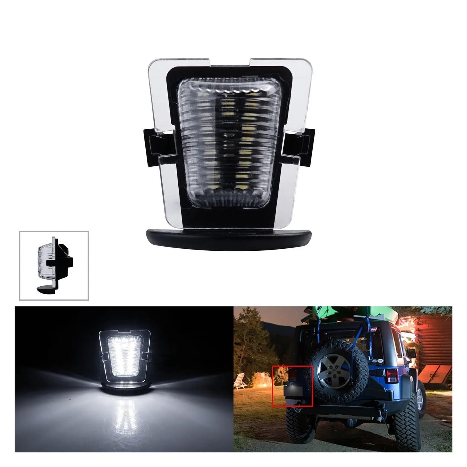 Iluminación De Matrícula Para Jeep Para Wrangler 2007 2008 2009 2010 2011 2012 2013 2014-2018 Kit De Lámpara Luz LED Matrícula Blanca Xenón 1 Pieza