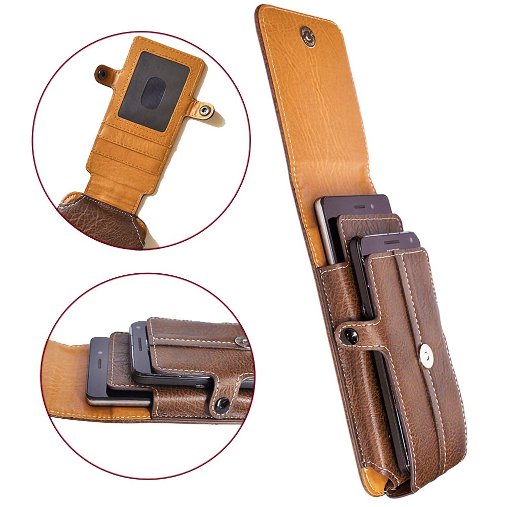 AXELENS Cover Universal Pouch Case for Two Smartphones (from 6.0 '' to 6.5 '') Carabiner for Belt and Convenient Clip Closure Vertical Wallet - Image 3