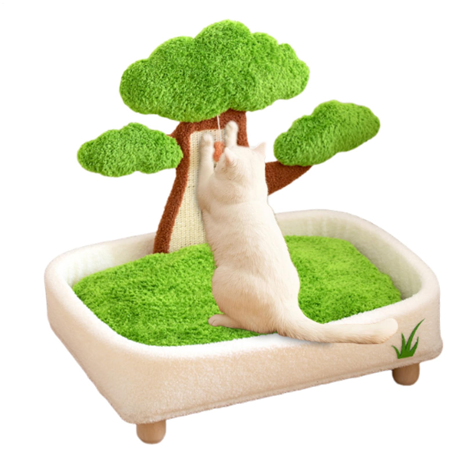 Cama para Mascotas – Cueva para Gatos en Maceta de Pino con Bola de Felpa | y almohadilla para rascar, cueva extraíble y lavable para mascotas, para , sala de estar, dormitorio al lado