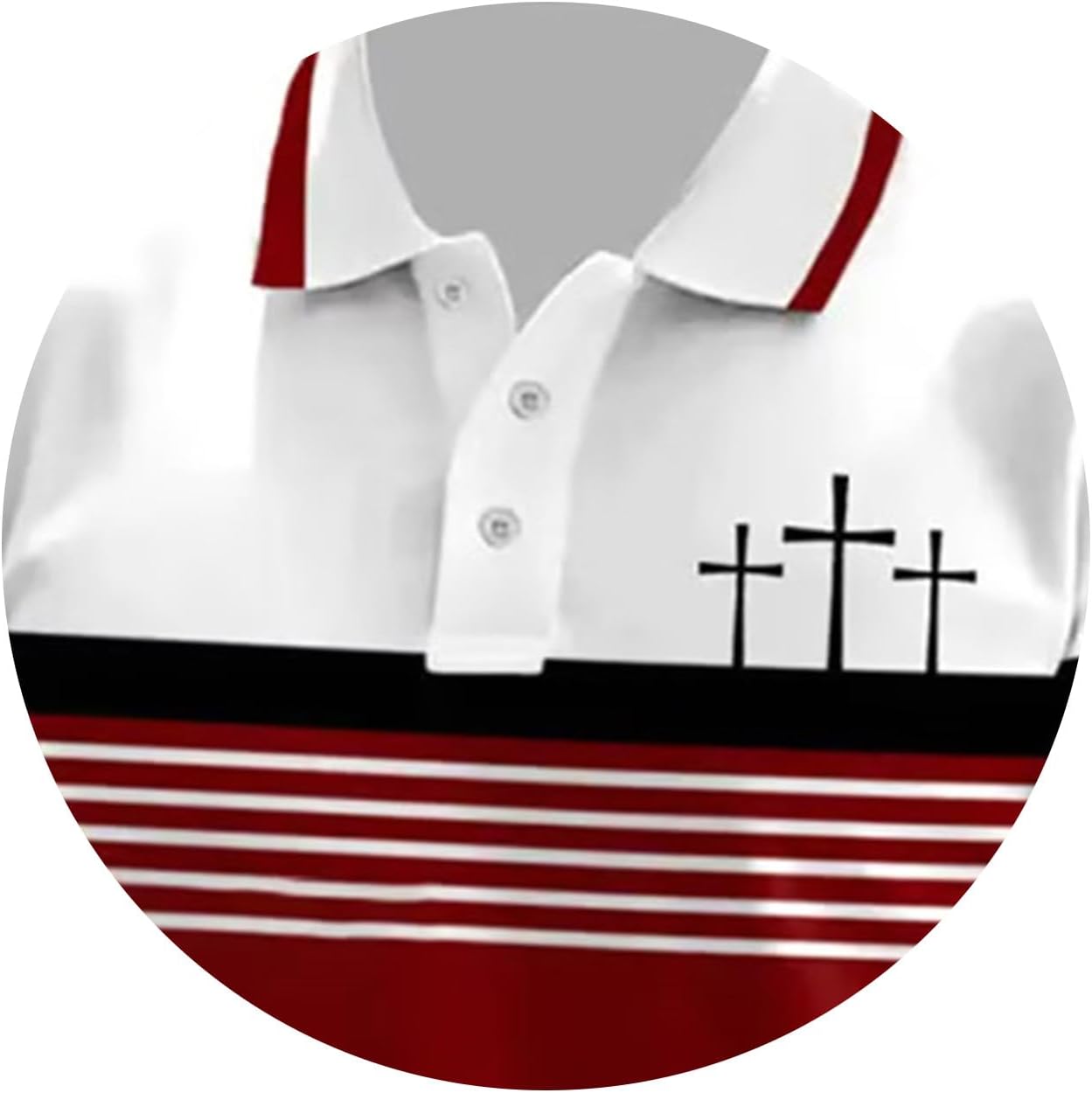 Polo Shirts for Men Christian Faith Cross Print Golf Shirt Stylish Stripe Short Sleeve Top Color Block Button Up Tops