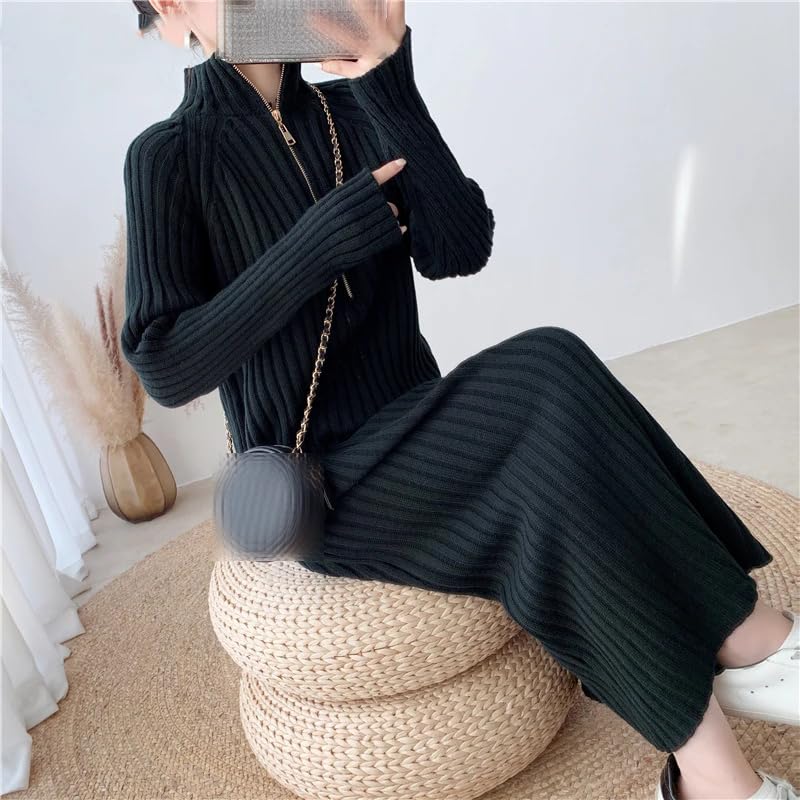 Maglione da donna a collo alto midi autunno inverno maglione lavorato a maglia caldo casual lungo maglione