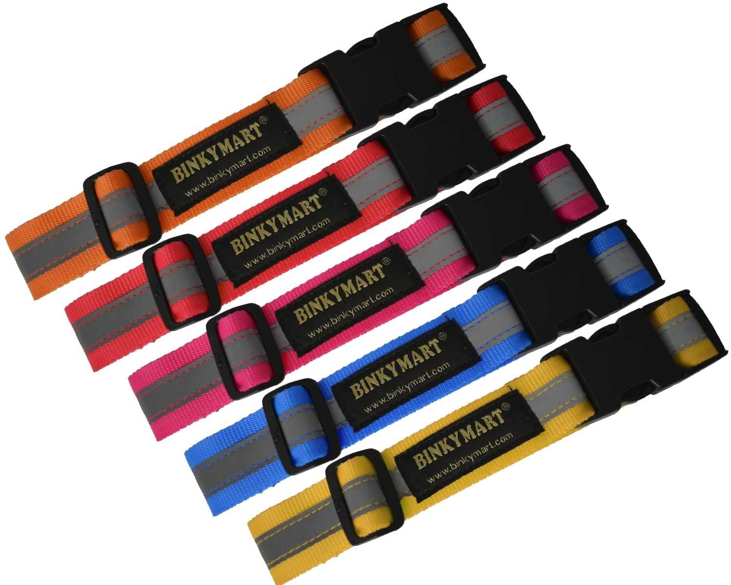 Binkymart Handmade Multicolored Medium Size Reflective Collars for Dogs Set of 5 with complimentary Zip Tie (No D-Ring for Leash) (B08CGV1WHV) Amazon Price History, Amazon Price Tracker