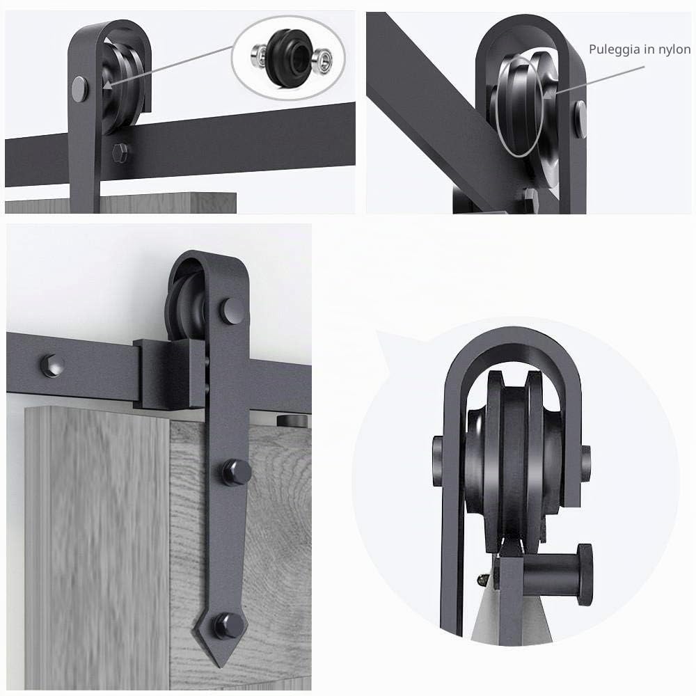 Yaheetech Porte Scorrevoli Interne Esterne Binario per Porta Anta Scorrevole 6ft/183 cm Kit Anta Singola in Legno da Parete in Metallo Portata 100 kg
