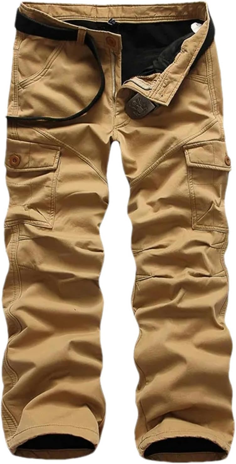 Winter Inner Fleece Pants Men Multi Pocket Solid Cargo Camo1 Combat Work Casual Military Army Trousers Man