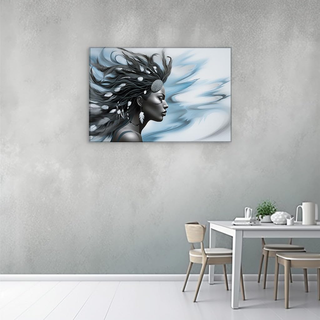 Canvas for Living room. Whispers of Tradition An Ethereal Portrait of Serenity, 27 x 18 inch Canvas Wall Art - Contemporary Masterpieces - Modern Home Decor