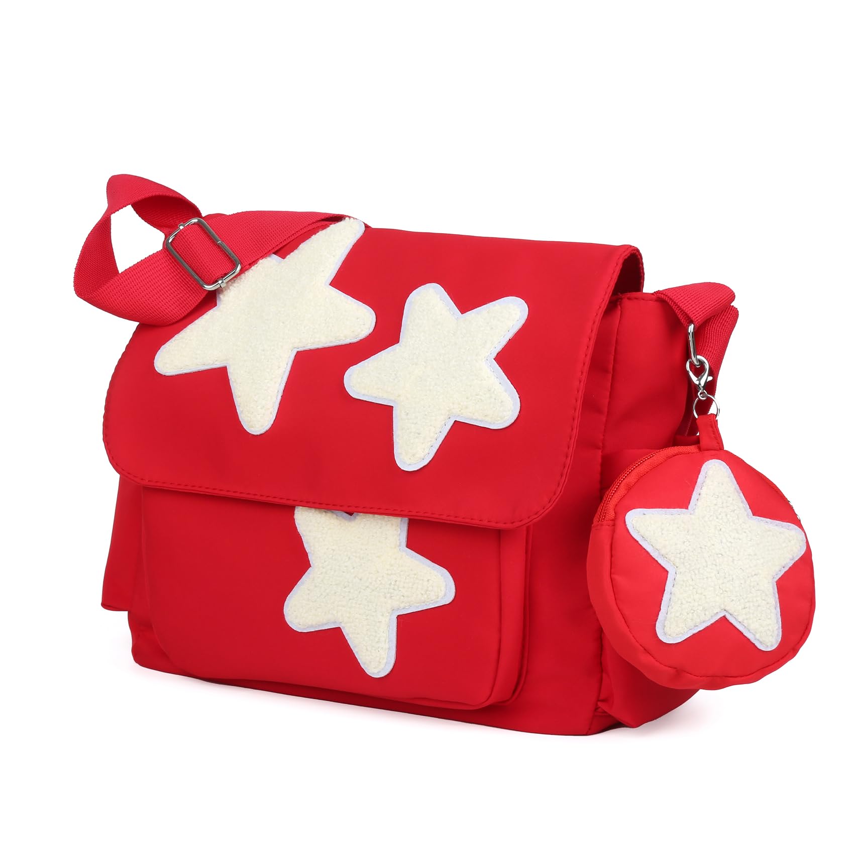 Valleycomfy Messenger Bag Canvas Messenger Bag with Star Purse Crossbody Bag for Women