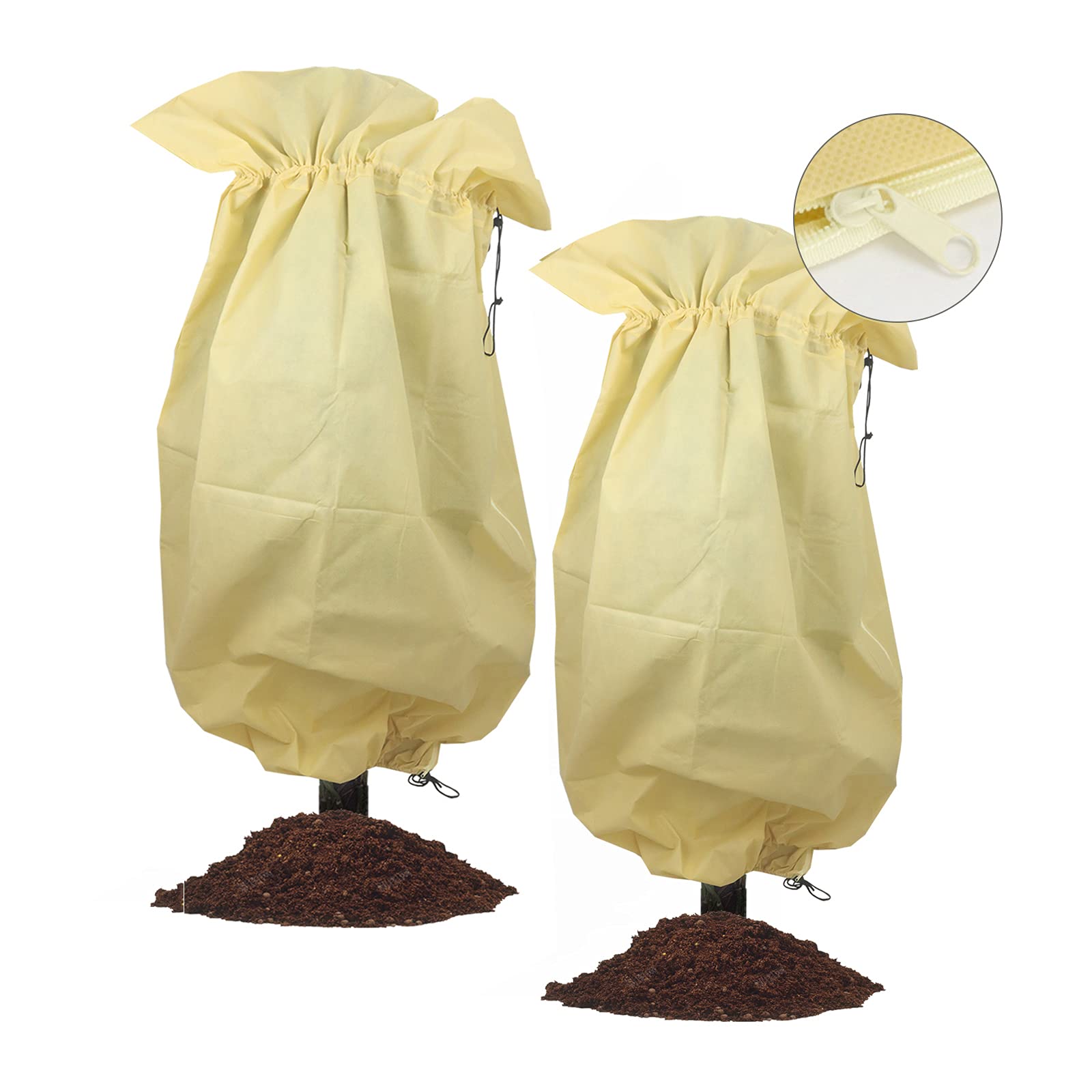 WONSAMAM 70.8"X47.2" Plant Cover Freeze Protection-2.65oz(2 Pack),Trees Shrub Frost Jacket Bags with Drawstring for Winter Cold Weather