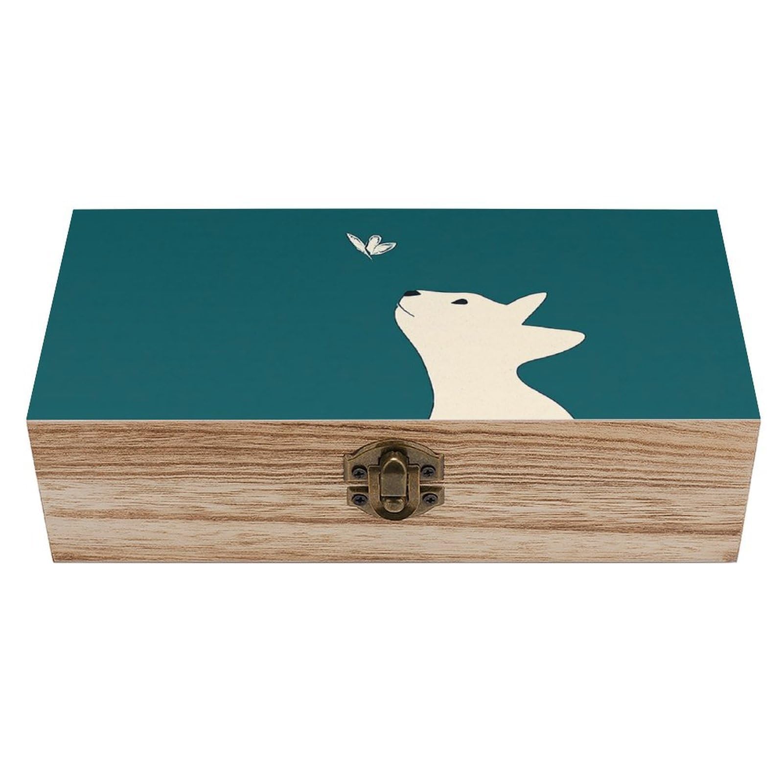 SMAZDFXX Kitten Family & Butterfly Wooden Storage Box Multipurpose Decorative Box for Jewelry Photo Home Decor