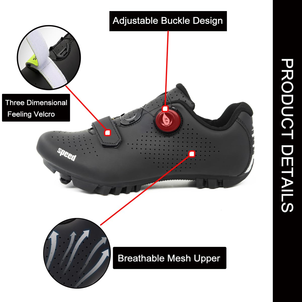 Hixingo Zapatilla de Ciclismo Hombre, Zapatos Bicicleta de Montaña Exterior MTB Compatibles con SPD Lock System, Zapatillas de Ciclismo Unisex Adulto Respirables
