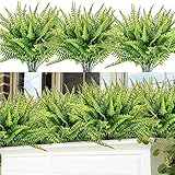 Paquete de 6 paquetes de helecho artificial de Boston realista. 38 cm de ancho x 40 cm de largo, cada ramo tiene 7 tallos flexibles y hojas arbustas. Añade un gran toque de vegetación a tu espacio.