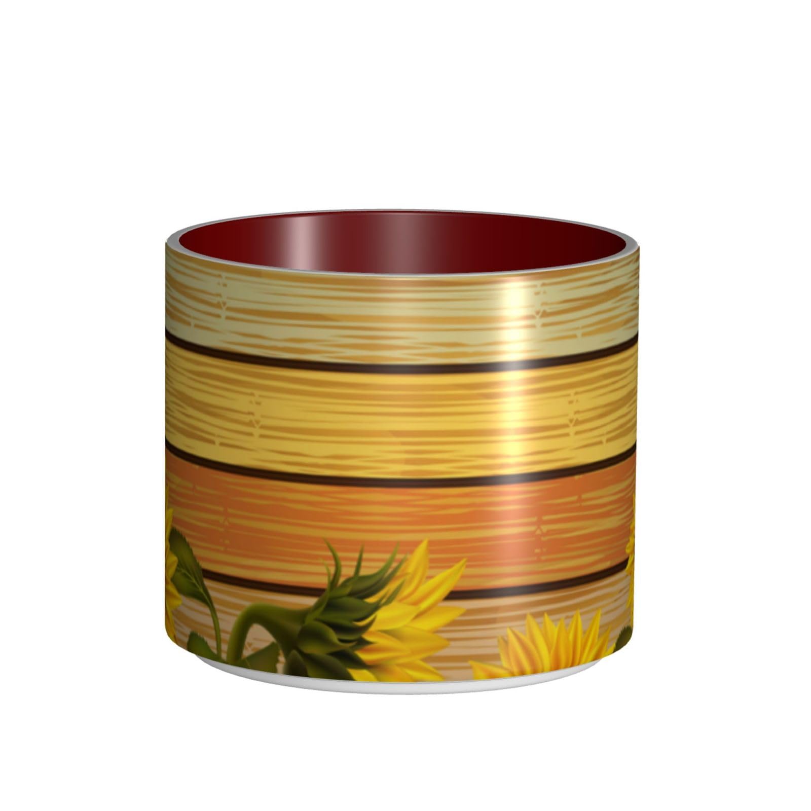 Farbige Holztafel Sonnenblume bedruckt große Kapazität Keramik Tassen Kaffeetasse
