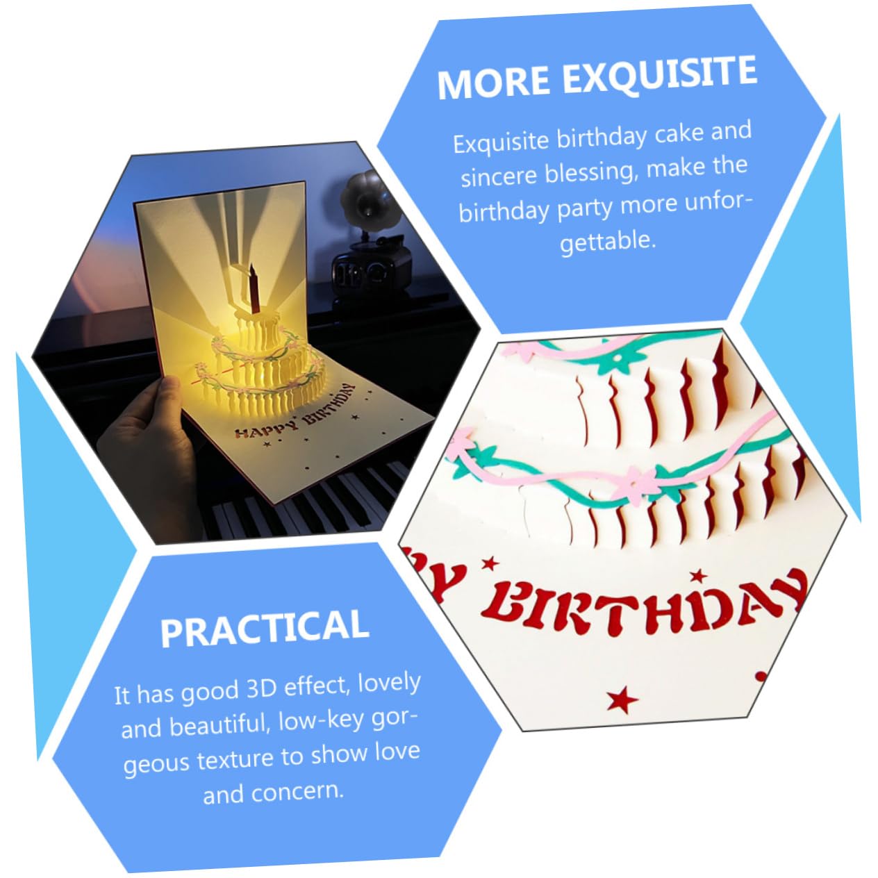 Tofficu 3 Pz biglietti di benedizione di compleanno biglietti d'auguri note di benedizione happy birthday compleanno biglietto di auguri di 3d di rosso