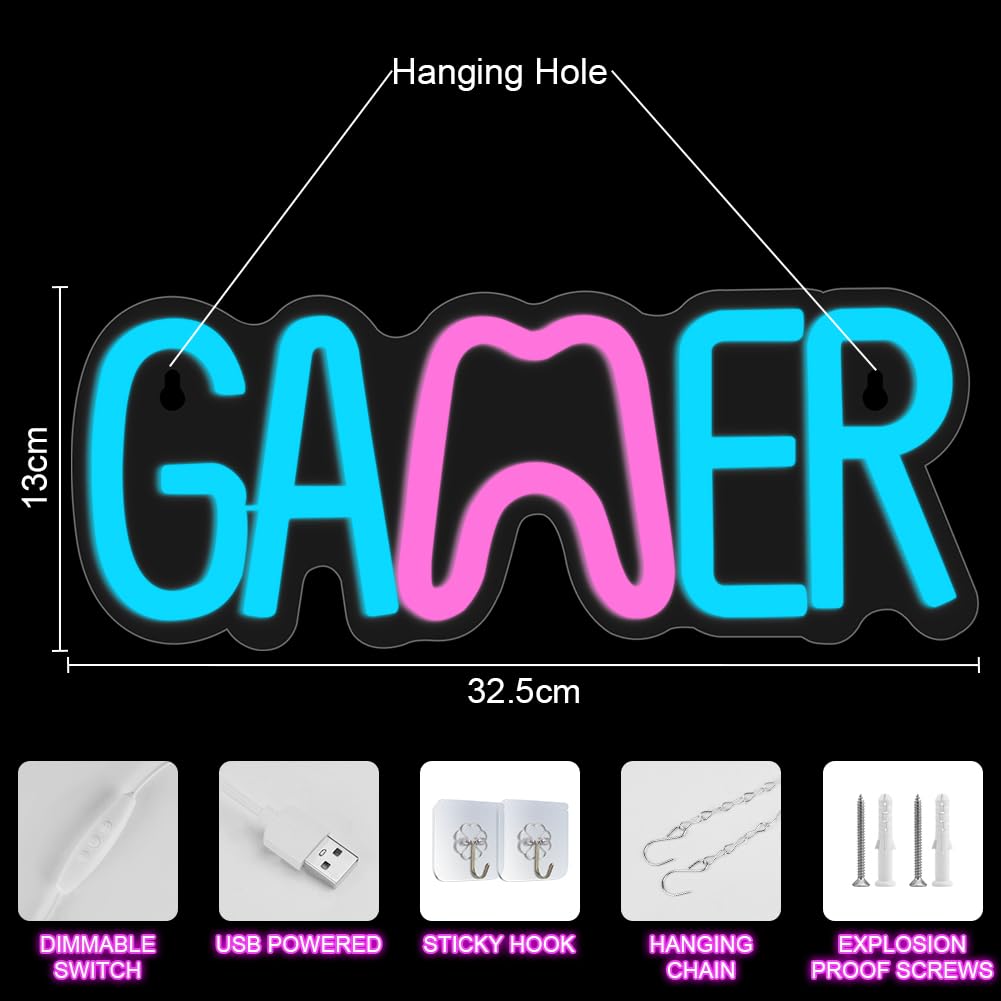 HOTUT Game Neon Sign, LED Gaming Neon Light for Wall Decor USB Powered Neon Lamp - Image 2