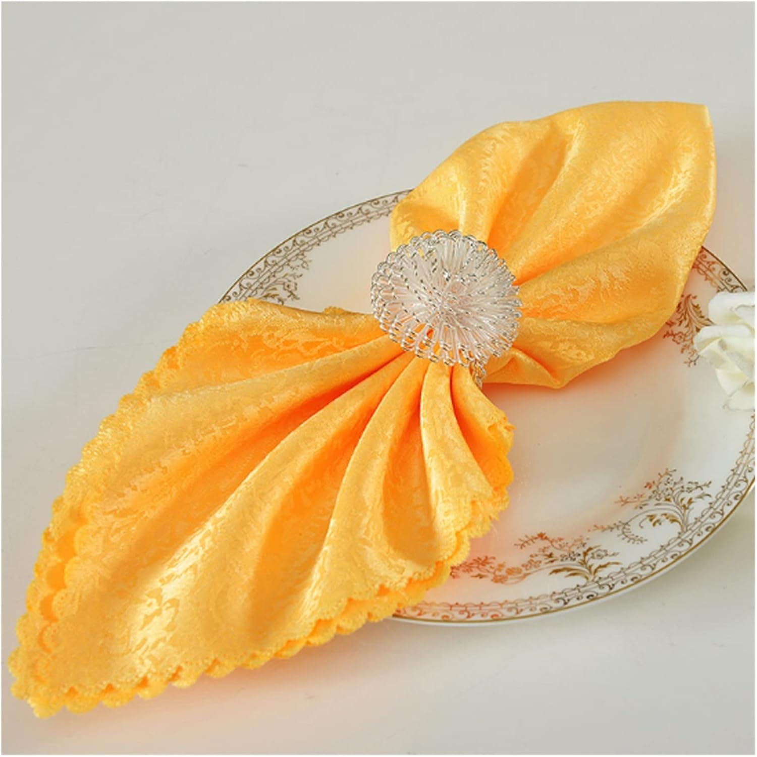 Square Table Cloth Napkin for Wedding Birthday Decoration Colored Fabric Embroidered