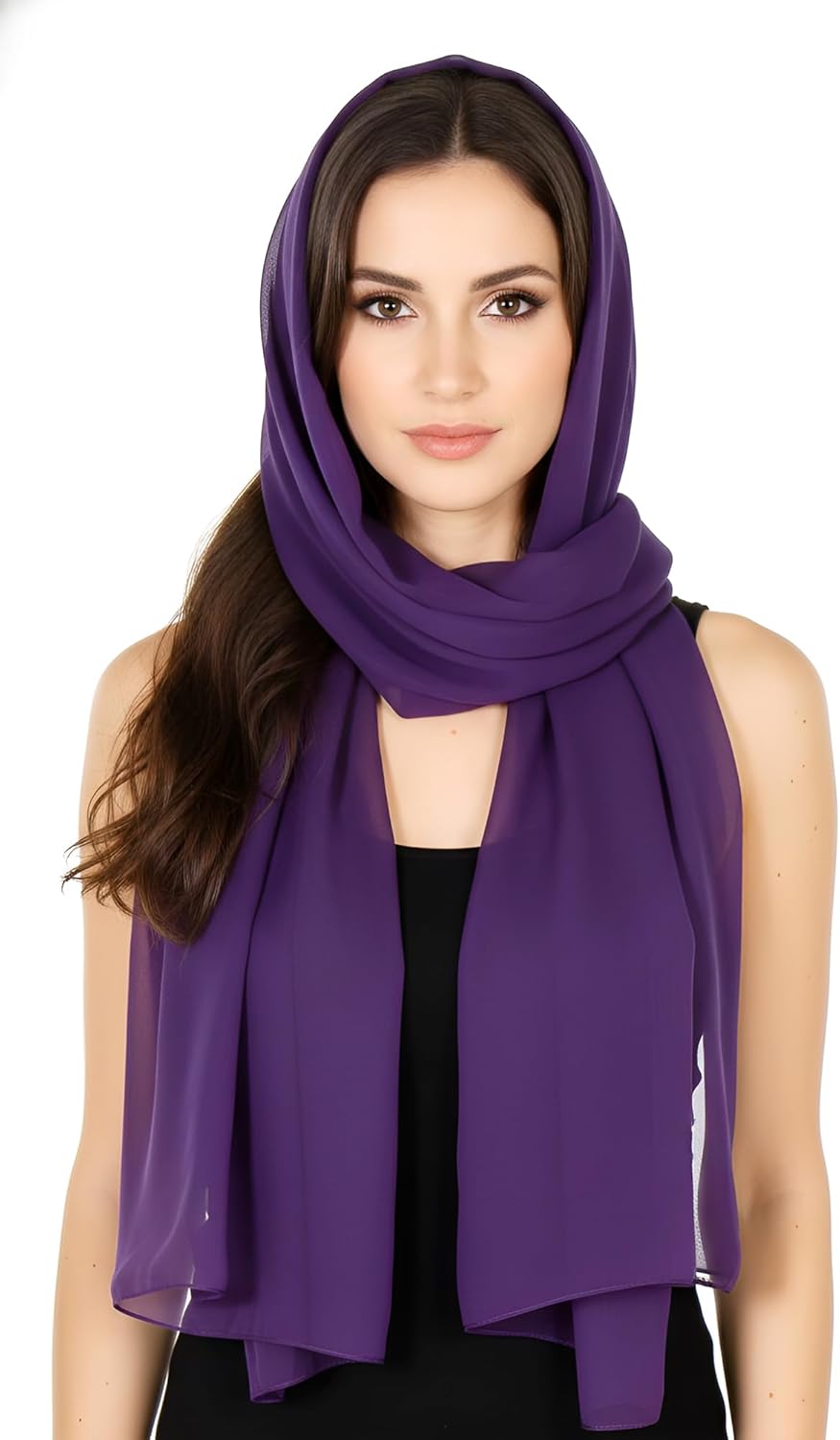 SERENITA Christmas Scarf Valentine Women Silk Feel Chiffon Soft Sheer lightweigt solid neck evening bridal head scarf - Image 2