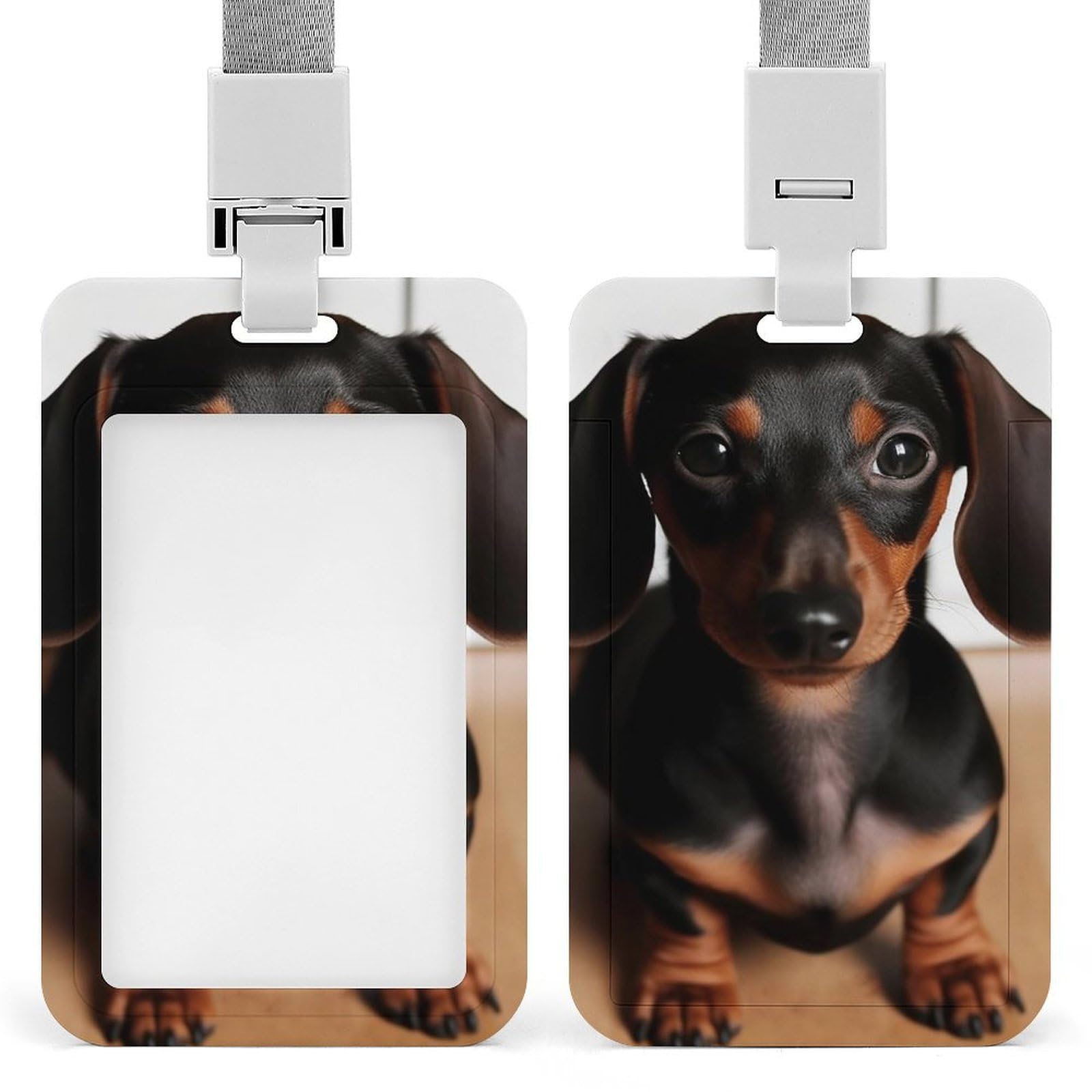 ID Card Holders for Lanyard,Cute Hippopotamus Printed Badge Holder with Clear Window,Plastic Vertical Bus Pass Holders for Work Teacher Nurse Employees Proximity Key Cards Women Men — image 1