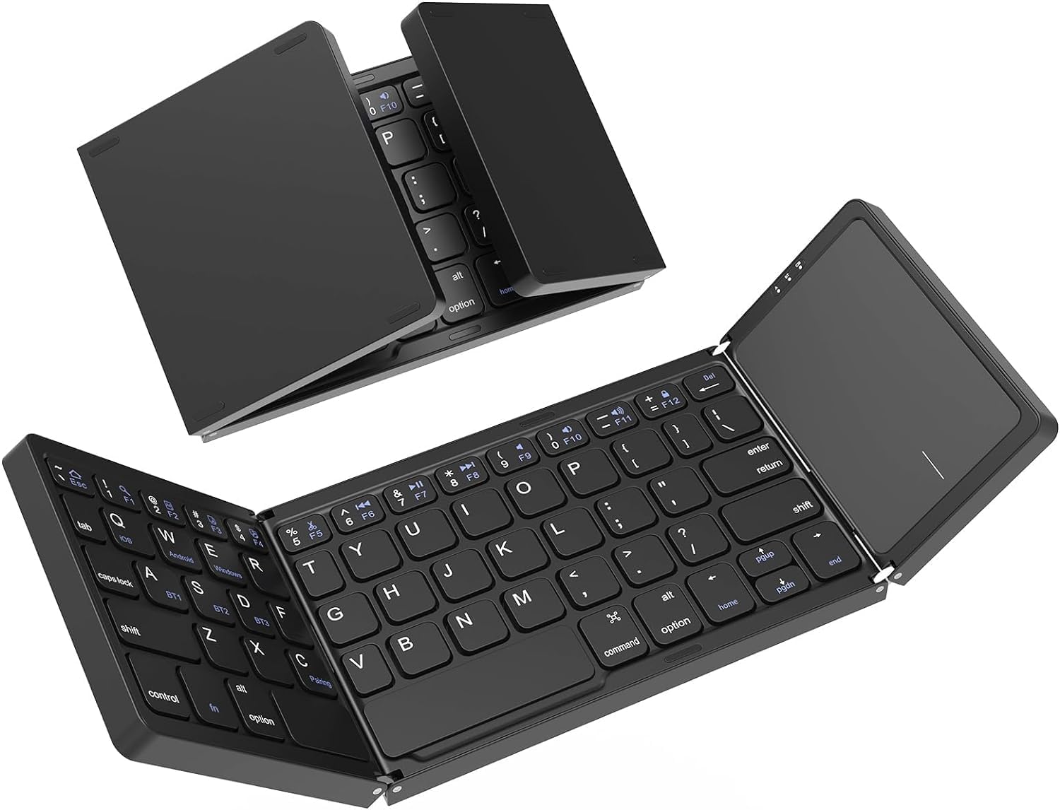 Ultra Slim Tri-Fold Wireless Bluetooth Keyboard with Built-in Sensitive Touchpad, Rechargeable Foldable Portable Travel Keyboard for Laptop, Tablet, Smartphone and Smart Devices Compatibility-image-43