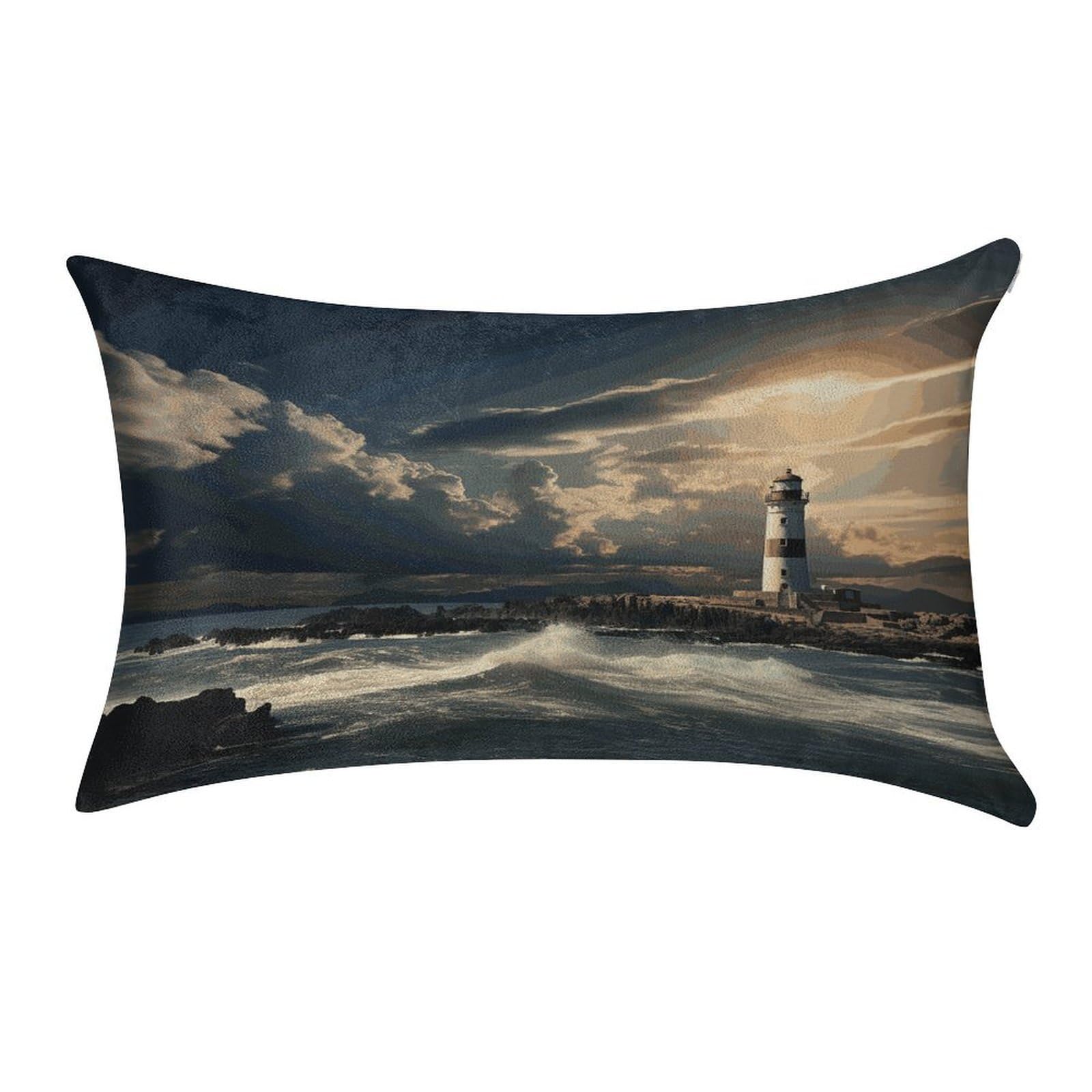 Fodpand Style Old Lighthouse By The Sea Pillowcase,Elegant Designed Home Decor,Velvet Pillowcase,Soft And Cozy,Pillow Case Cover With Hidden Zipper For Bedroom, Sofa, Couch