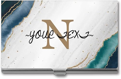 Miniatura 10 de Tarjetero personalizado con patrón de purpurina rosa, funda personalizada para tarjetas de visita con nombre de foto, logotipo de texto, organizador