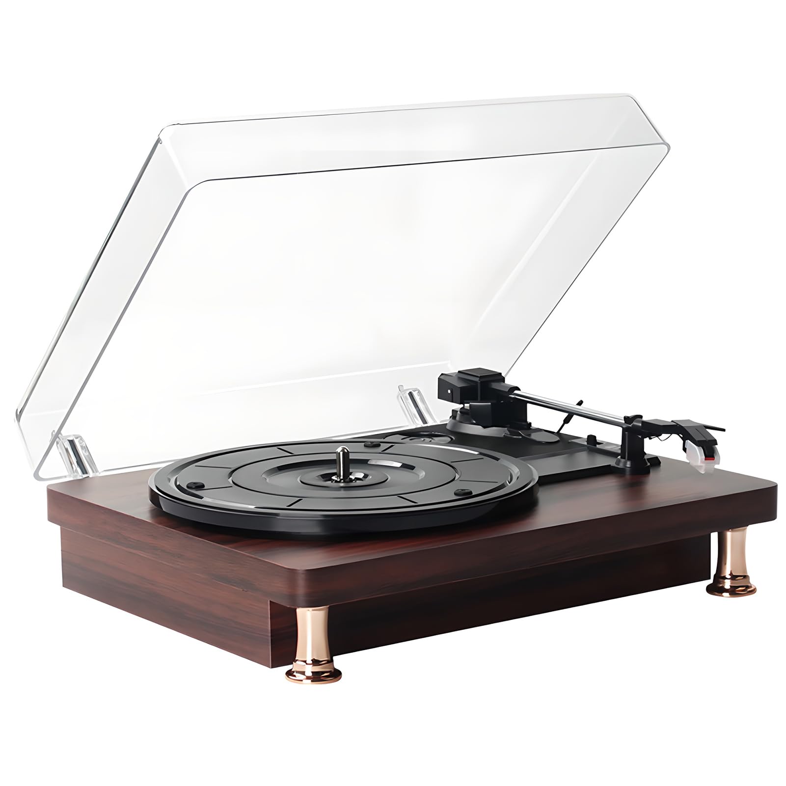 Giocatore di record in vinile vintage giradischi con bluetooth, altoparlanti stereo incorporati, grammofono a 3 velocità per record 33/45/78rpm 7/10/12 pollici, per decorazioni per cabinet DJ Home