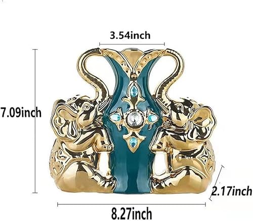 Miniatura 5 de Lucky - Jarrón de cerámica de doble elefante, florero decorativo floral para centros de mesa, jarrón para decoración del hogar, sala de estar, mesa
